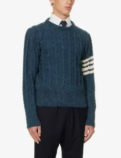 Cable-knit 4-bar Wool-blend Knitted Jumper 8 Cable-knit 4-bar Wool-blend Knitted Jumper -Falkeis Store R04152281 BLUE ALT02