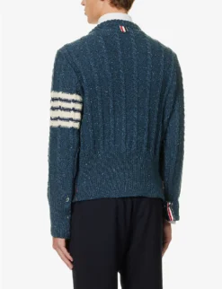 Cable-knit 4-bar Wool-blend Knitted Jumper 9 Cable-knit 4-bar Wool-blend Knitted Jumper -Falkeis Store R04152281 BLUE ALT03