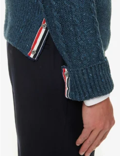 Cable-knit 4-bar Wool-blend Knitted Jumper 10 Cable-knit 4-bar Wool-blend Knitted Jumper -Falkeis Store R04152281 BLUE ALT04