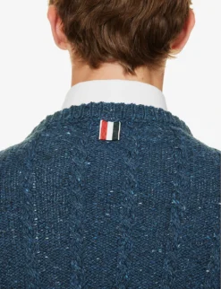 Cable-knit 4-bar Wool-blend Knitted Jumper 11 Cable-knit 4-bar Wool-blend Knitted Jumper -Falkeis Store R04152281 BLUE ALT05