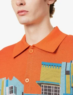 Billionaire Boys Club Hotel Graphic-intarsia Cotton And Wool-blend Cardigan -Falkeis Store R04153429 ORANGE ALT04