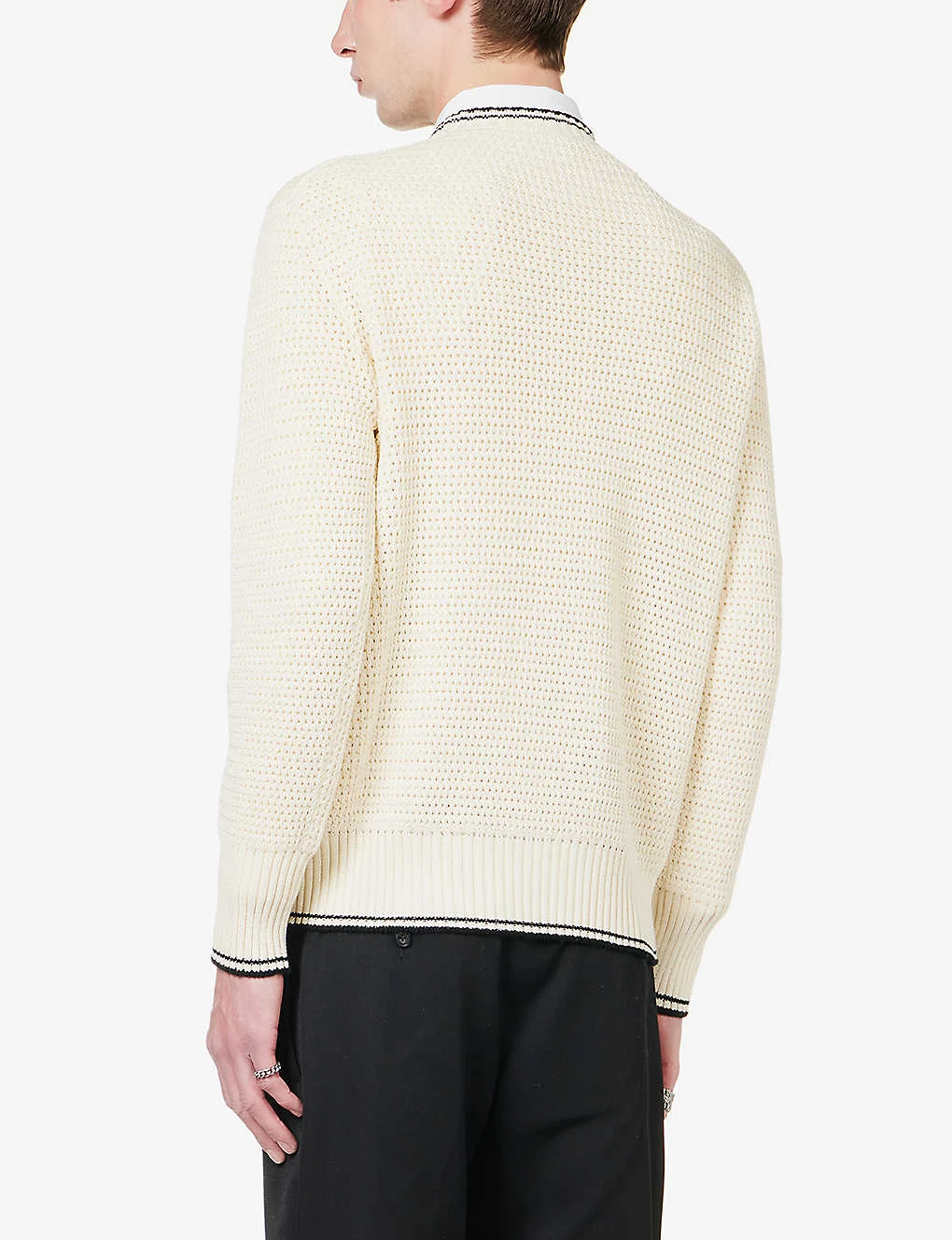 Alexander McQueen Graffiti-intarsia Contrast-trim Cotton-knit Jumper 4 Alexander McQueen Graffiti-intarsia Contrast-trim Cotton-knit Jumper - Image 4