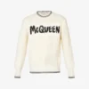 Alexander McQueen Graffiti-intarsia Contrast-trim Cotton-knit Jumper