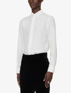 Alexander McQueen Curved-hem Relaxed-fit Silk Shirt -Falkeis Store R04153560 IVORY ALT02