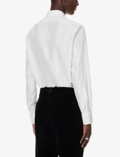 Alexander McQueen Curved-hem Relaxed-fit Silk Shirt -Falkeis Store R04153560 IVORY ALT03