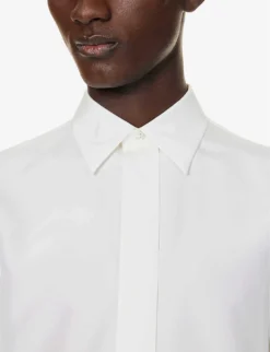 Alexander McQueen Curved-hem Relaxed-fit Silk Shirt -Falkeis Store R04153560 IVORY ALT04