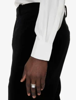 Alexander McQueen Curved-hem Relaxed-fit Silk Shirt -Falkeis Store R04153560 IVORY ALT05