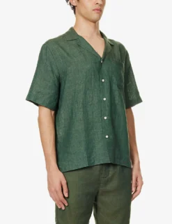 Angelo Patch-pocket Regular-fit Linen Shirt -Falkeis Store R04153582 VINEYARDGREEN ALT02