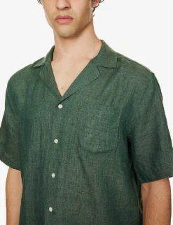Angelo Patch-pocket Regular-fit Linen Shirt -Falkeis Store R04153582 VINEYARDGREEN ALT04