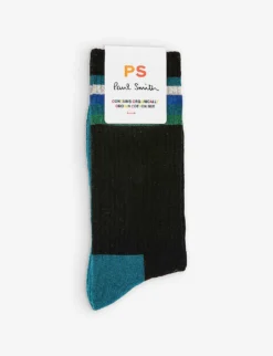 PAUL SMITH Alfonzo Stripe Organic Cotton-blend Socks