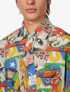 ERL Graphic-print Patch-pocket Regular-fit Cotton-poplin Shirt -Falkeis Store R04155761 ERLCOMICBOOK ALT04