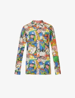 ERL Graphic-print Patch-pocket Regular-fit Cotton-poplin Shirt