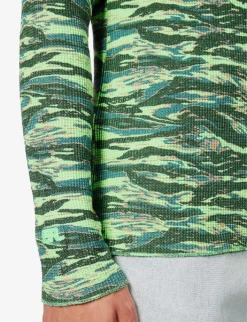 ERL Abstract-print Waffle-pattern Cotton-knit T-shirt 9 ERL Abstract-print Waffle-pattern Cotton-knit T-shirt -Falkeis Store R04155765 ERLGREENRAVECAMO ALT04