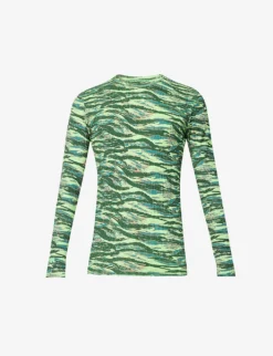 ERL Abstract-print Waffle-pattern Cotton-knit T-shirt