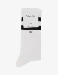 Calvin Klein Stripe-pattern Pack Of Two Stretch-cotton Blend Socks