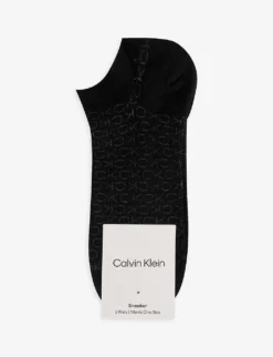 Calvin Klein CK-print Pack Of Two Stretch Cotton-blend Socks