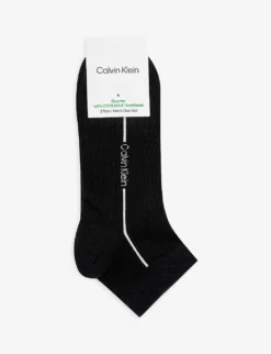 Calvin Klein Logo-print Ankle-rise Stretch-woven Blend Socks