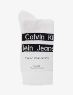 Calvin Klein Logo-band Ankle-rise Pack Of Two Stretch-cotton Blend Socks