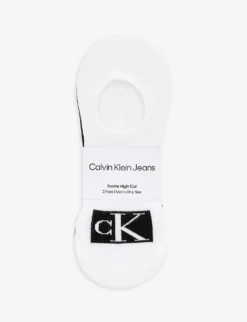 Calvin Klein Brand-print High-cut Pack Of Two Stretch-cotton Blend Socks