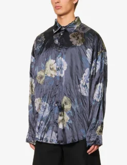 Acne Studios Setar Crinkled Oversized Stretch-satin Shirt 8 Acne Studios Setar Crinkled Oversized Stretch-satin Shirt -Falkeis Store R04157567 NAVY ALT02