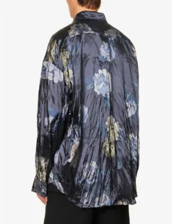 Acne Studios Setar Crinkled Oversized Stretch-satin Shirt 9 Acne Studios Setar Crinkled Oversized Stretch-satin Shirt -Falkeis Store R04157567 NAVY ALT03
