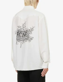 Acne Studios Sandrok Western Graphic-print Oversized Woven Shirt 8 Acne Studios Sandrok Western Graphic-print Oversized Woven Shirt -Falkeis Store R04157568 OFFWHITE ALT03