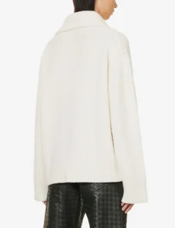 Bottega Veneta Open-collar Wool And Cashmere-blend Jumper -Falkeis Store R04157984 CHALK ALT03