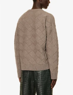 Bottega Veneta Intrecciato-motif Relaxed-fit Stretch-wool Blend Jumper -Falkeis Store R04157987 RIVERBED ALT03