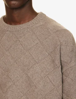 Bottega Veneta Intrecciato-motif Relaxed-fit Stretch-wool Blend Jumper -Falkeis Store R04157987 RIVERBED ALT04