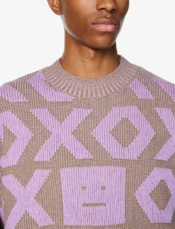 Acne Studios Graphic-knit Relaxed-fit Wool And Cotton-blend Jumper 9 Acne Studios Graphic-knit Relaxed-fit Wool And Cotton-blend Jumper -Falkeis Store R04158744 KHAKIBEIGESMOKYPURPLE ALT04