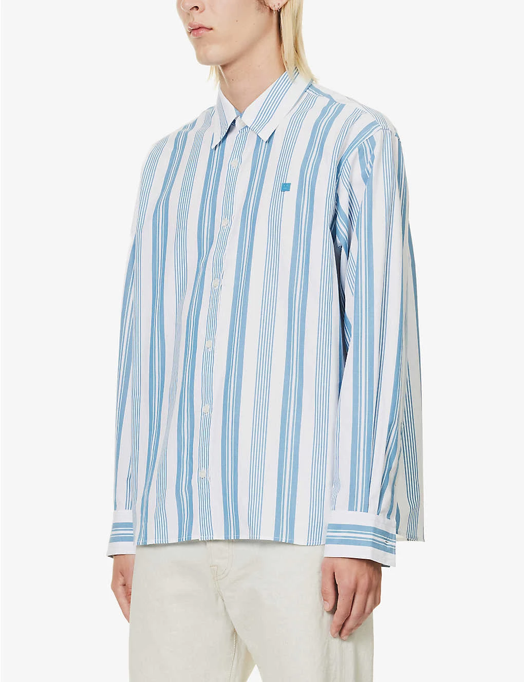Acne Studios Sarlie Striped Brand-appliqué Relaxed-fit Cotton-poplin Shirt 3 Acne Studios Sarlie Striped Brand-appliqué Relaxed-fit Cotton-poplin Shirt - Image 3