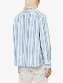 Acne Studios Sarlie Striped Brand-appliqué Relaxed-fit Cotton-poplin Shirt 8 Acne Studios Sarlie Striped Brand-appliqué Relaxed-fit Cotton-poplin Shirt -Falkeis Store R04158756 WHITESTEELBLUE ALT03