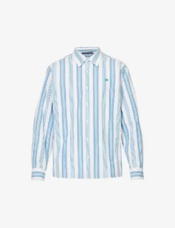 Acne Studios Sarlie Striped Brand-appliqué Relaxed-fit Cotton-poplin Shirt