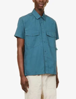 Snow Peak Takibi Ripstop Regular-fit Cotton-blend Shirt -Falkeis Store R04159223 NAVY ALT02