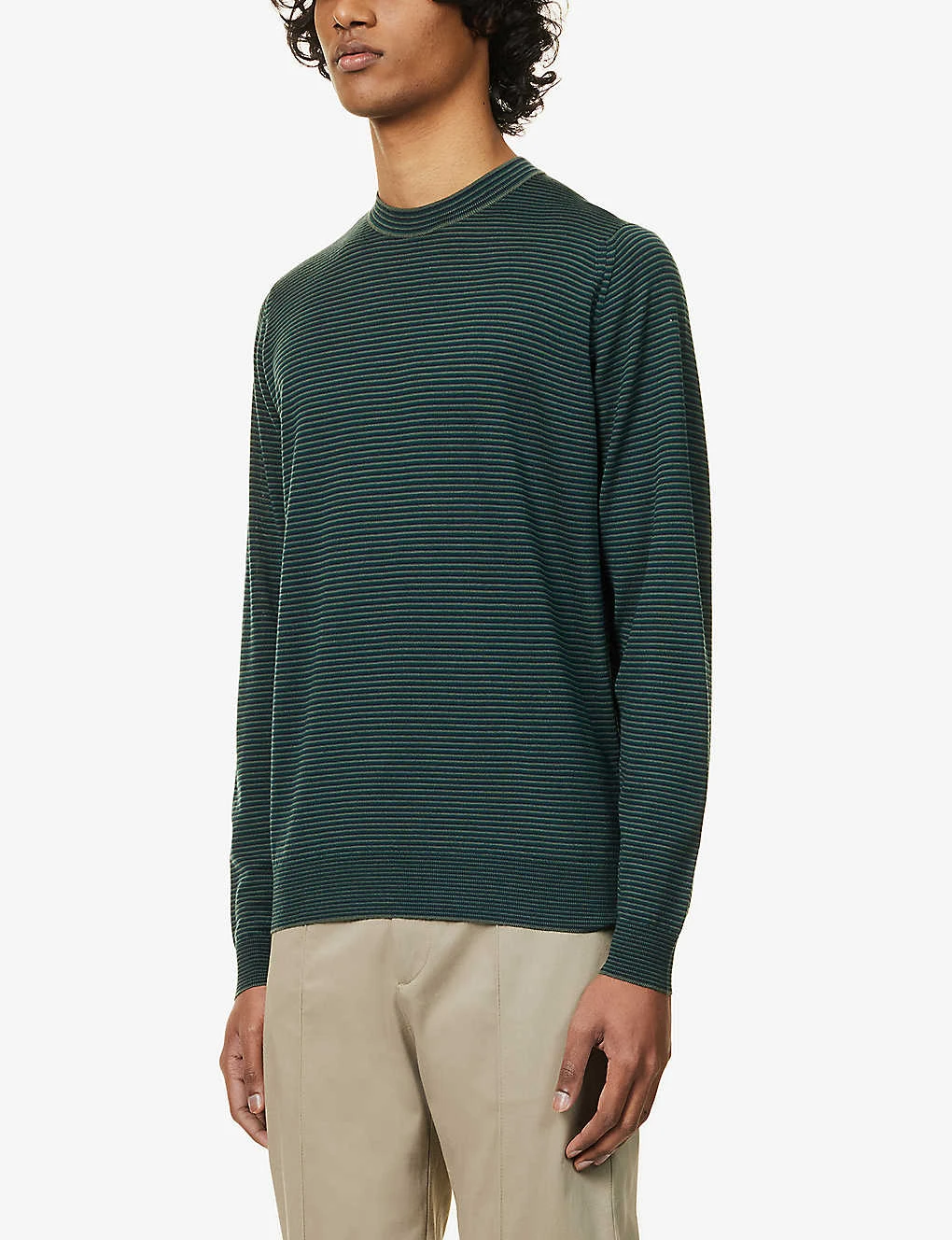 JOHN SMEDLEY Striped Mock-neck Wool Jumper 3 JOHN SMEDLEY Striped Mock-neck Wool Jumper - Image 3