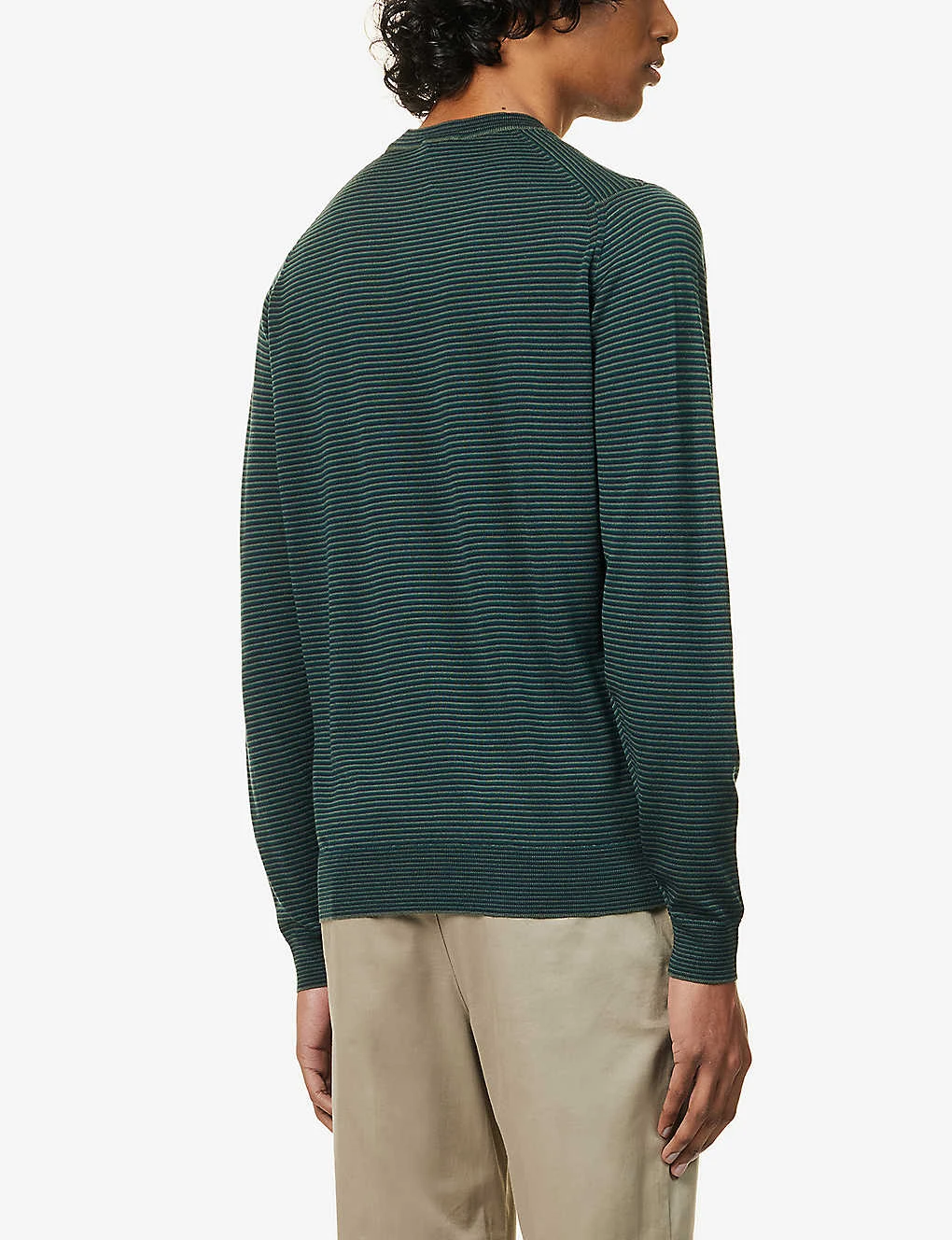JOHN SMEDLEY Striped Mock-neck Wool Jumper 4 JOHN SMEDLEY Striped Mock-neck Wool Jumper - Image 4