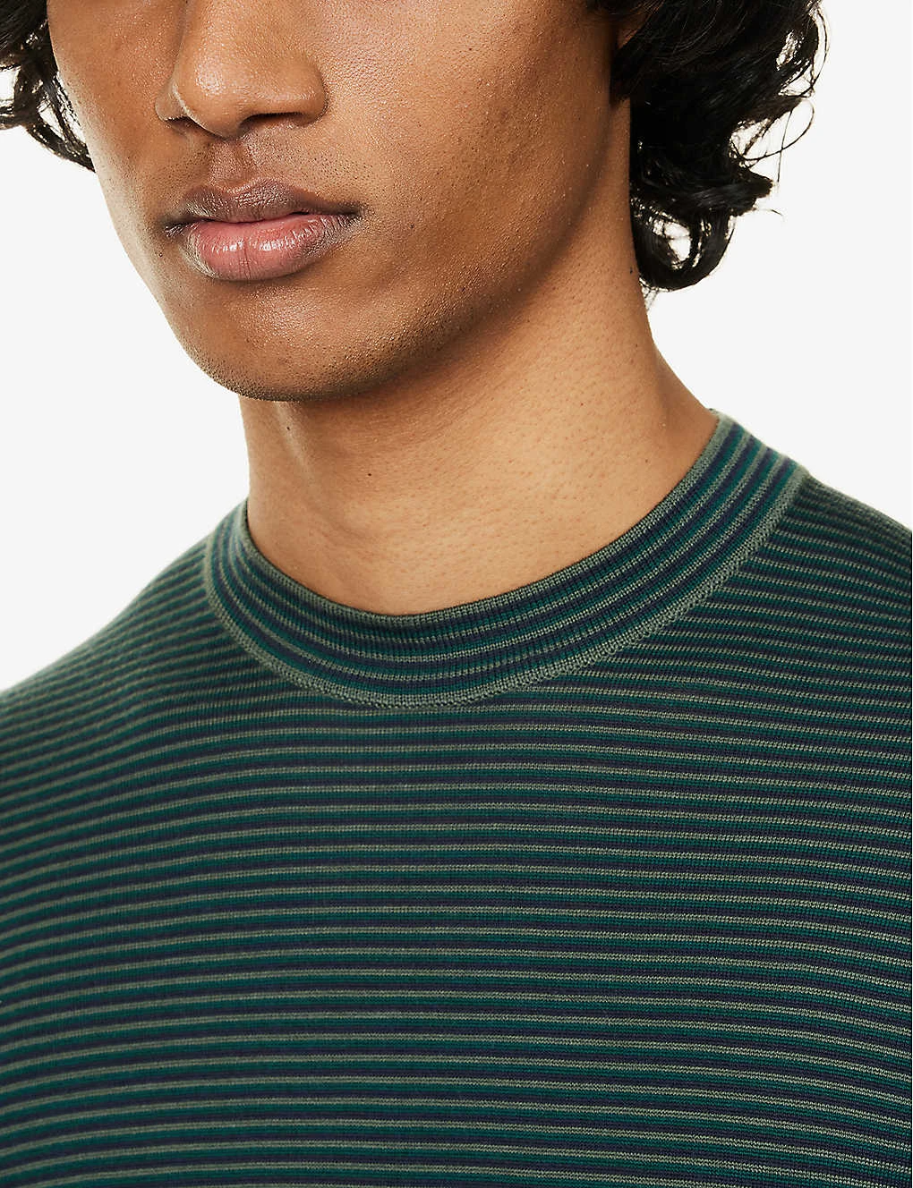 JOHN SMEDLEY Striped Mock-neck Wool Jumper 5 JOHN SMEDLEY Striped Mock-neck Wool Jumper - Image 5