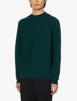 JOHN SMEDLEY Crewneck Regular-fit Wool Jumper -Falkeis Store R04160630 PINEORIONGREEN ALT02