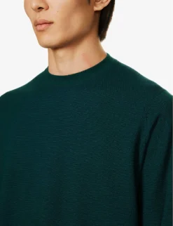 JOHN SMEDLEY Crewneck Regular-fit Wool Jumper -Falkeis Store R04160630 PINEORIONGREEN ALT04