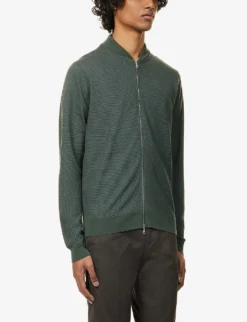 JOHN SMEDLEY Baseball-collar Wool Bomber Jacket 7 JOHN SMEDLEY Baseball-collar Wool Bomber Jacket -Falkeis Store R04160631 HIGHLANDGREENGREY ALT02