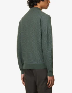 JOHN SMEDLEY Baseball-collar Wool Bomber Jacket 8 JOHN SMEDLEY Baseball-collar Wool Bomber Jacket -Falkeis Store R04160631 HIGHLANDGREENGREY ALT03