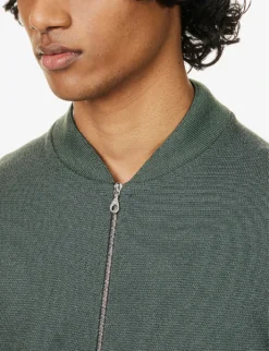 JOHN SMEDLEY Baseball-collar Wool Bomber Jacket 9 JOHN SMEDLEY Baseball-collar Wool Bomber Jacket -Falkeis Store R04160631 HIGHLANDGREENGREY ALT04