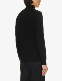 JOHN SMEDLEY Blackhall Half-zip Wool-knit Jumper -Falkeis Store R04160633 BLACK ALT03