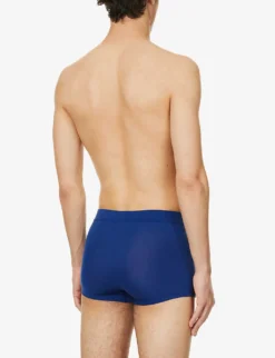 HANRO Logo-patch Stretch-woven Boxer Briefs -Falkeis Store R04160665 SPACEBLUE ALT02