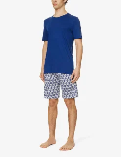 HANRO Tile-print Cotton-jersey Pyjama Set -Falkeis Store R04160674 MODERNORNAMENT ALT02