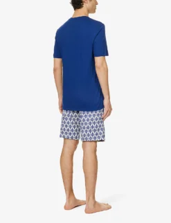 HANRO Tile-print Cotton-jersey Pyjama Set -Falkeis Store R04160674 MODERNORNAMENT ALT03