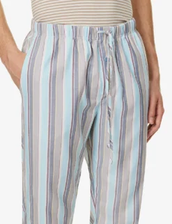 HANRO Striped Mid-rise Woven Trousers -Falkeis Store R04160678 JAUNTYSTRIPE ALT04