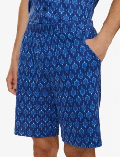 HANRO Tile-print Shirt Cotton-jersey Pyjama Set -Falkeis Store R04160679 MODERNORNAMENTREVERSE ALT04