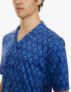 HANRO Tile-print Shirt Cotton-jersey Pyjama Set -Falkeis Store R04160679 MODERNORNAMENTREVERSE ALT05