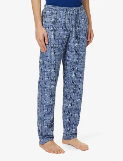 HANRO Checked Mid-rise Cotton-jersey Trousers -Falkeis Store R04160681 LIQUIDCHECK ALT02